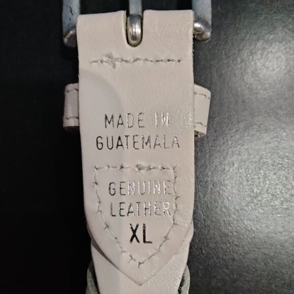 Guatemalan Leather Belt, Winter White Open Weave, Narrow, Rare, NWOT